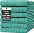 Homaxy Premium Kitchen Towels(18”x 28”, 6 Pack), Large Cotton Kitchen Hand Towels, Flat and Terry Dish Towels, 380 GSM Highly Absorbent Tea Towel Set with Hanging Loop, Green
