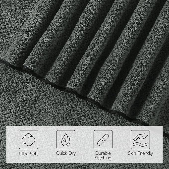 REDKISS Premium Towel Set of 8 - Ultra Soft Microfiber, Contains 2 Large Bath 35x70, 2 Hand 14x30, 4 Washcloths 14x14, Highly Absorbent, Quick Dry, Ideal for Everyday use, Hotel & Spa, Gray