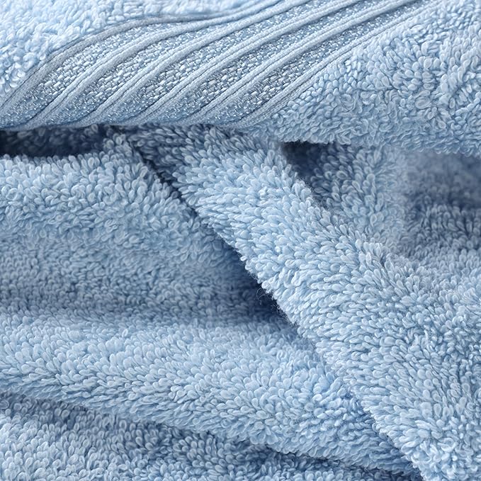 Superior Egyptian Cotton 3-Piece Towel Set, Basic Towels For Bathroom, Home Decor, Guest Bath, Shower, Apartment, Included 1 Face, 1 Hand, 1 Bath Towel, Washcloth, Quick Dry, Light Blue