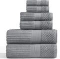 Springtree Home 100% Cotton Bath Towel Set 6 Piece Set | Super Soft & Absorbent Quick-Dry 2 Bath Towels 2 Hand Towels & 2 Washcloths |Textured and Durable Cotton | Krista Collection (Ultimate Grey)