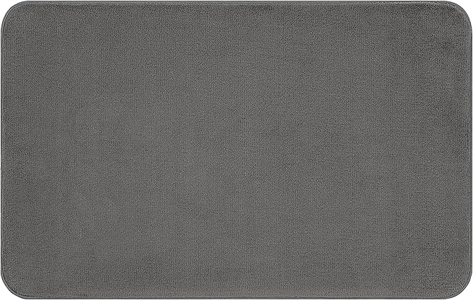 American Soft Linen 21x32 Fluffy Foamed Slip Reducer Bath Rug, Machine Washable Area Bath Mat Rugs for Bathroom, Gray