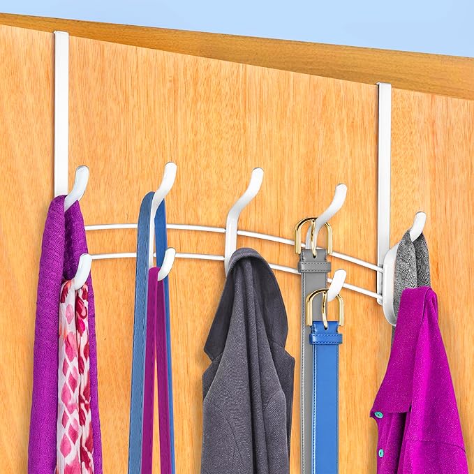 LYNK Professional® Home™ Over Door Hooks Rack - 10 Hook Over Door Hanger - Over Door Towel Rack - Hanging Towels or Clothes - for Bathroom, Bedroom or Laundry Room – Lifetime Ltd. Warranty - White