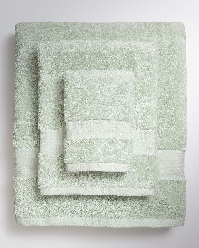Fabdreams 100% Organic Cotton Bath Towel Set of 6 700 GSM Hotel Premium Plush Absorbent Soft Durable Skin-Friendly Spa Quality Bathroom Comfort with 2 Bath 2 Hand Towels and 2 Wash Cloths Green