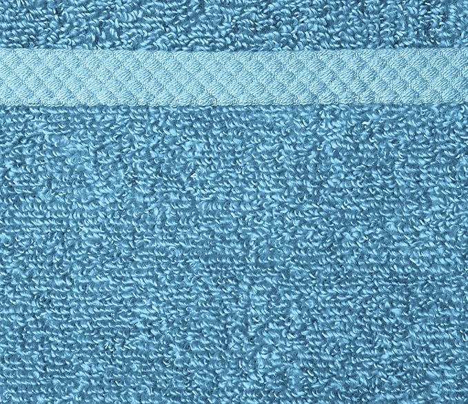 Amazon Basics Cotton Washcloths, Quick-Dry, 12" x 12", 12-Pack, Lake Blue