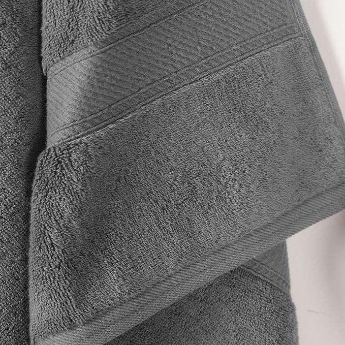 Superior Egyptian Cotton Pile Bath Towel Set of 2, Ultra Soft Luxury Towels, Thick Plush Essentials, Absorbent Heavyweight, Guest Bath, Hotel, Spa, Home Bathroom, Shower Basics, Charcoal