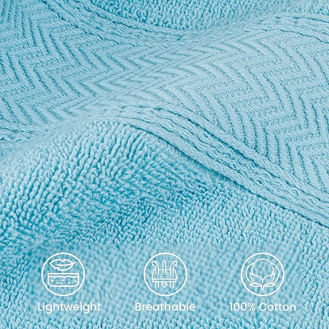 HILLFAIR 600 GSM- 40 x 80 Inches- 100% Cotton 2 Pc XXL Oversized Bath Towel Set- Soft Highly Absorbent Jumbo Bath Sheets Towels Sets- Quick Dry Oversized Bath Towel Sets For Hotel Spa Pool- OCEAN BLUE