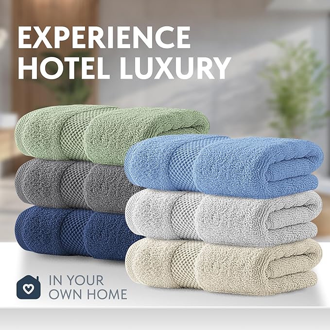 White Classic Luxury Multicolor Hand Towels - Soft 100% Turkish Cotton | Highly Absorbent Hotel spa Bathroom Towel Collection | 16x30 Inch | Set of 6