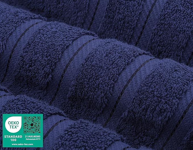 American Soft Linen Luxury 4 Piece Bath Towel Set, 600 GSM 100% Cotton Turkish Bath Towels for Bathroom, 27x54 in Extra Large Bathroom Shower Towels, Navy Blue