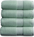 NY Loft 100% Cotton Bath Towel 4 Pack | Super Soft & Absorbent Quick-Dry Bath Towels 30" x 52" |Textured and Durable Cotton | Trinity Collection (4 Pack Bath Towel, Wasabi Green)