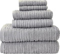 SKL Home CloudSoft Cotton Luxury 6 Pc Towel Set for Bath & Gift, Gray
