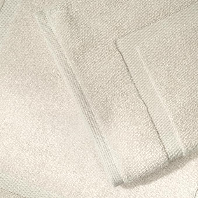 SALBAKOS 100% Turkish Cotton Bath Mat Set 2-Piece - 20x34 inch, Premium Quality Hotel & Spa Collection, Soft, Absorbent, Long Lasting, Durable Bathroom Rugs | Made in Turkey (Ivory, 2 Bath Mats)