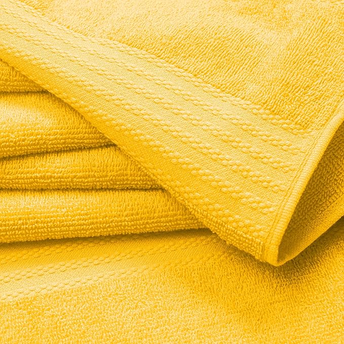 GLAMBURG Premium Cotton Oversized 2 Pack Bath Sheet 35x70-100% Pure Cotton - Ideal for Everyday use - Ultra Soft & Highly Absorbent - Machine Washable - Mustard
