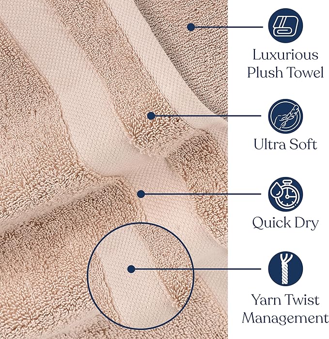 Delara Organic Cotton Luxuriously Plush Bath Towel 20 Piece Set|GOTS & Oeko-TEX Certified|Premium Hotel Quality Towels|Feather Touch Technology|650 GSM Long Staple|Soft, Quick Dry & Ultra-Absorbent