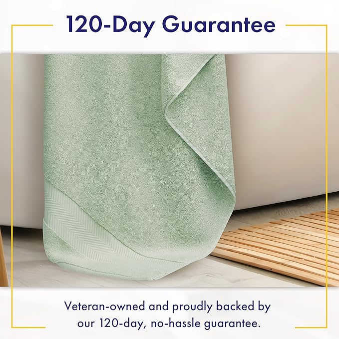 Ultra Soft & Plush Viscose from Bamboo Bath Sheets - 700 GSM Pack of 2 - Extra Large 70x35 in - Super Absorbent & Quick Drying (Eucalyptus Green)