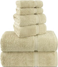 Chakir Turkish Linens 100% Cotton Premium Turkish Towels for Bathroom, 2 Large Bath Towels, 2 Hand Towels, 2 Washcloths (6-Piece Towel Set, Beige)
