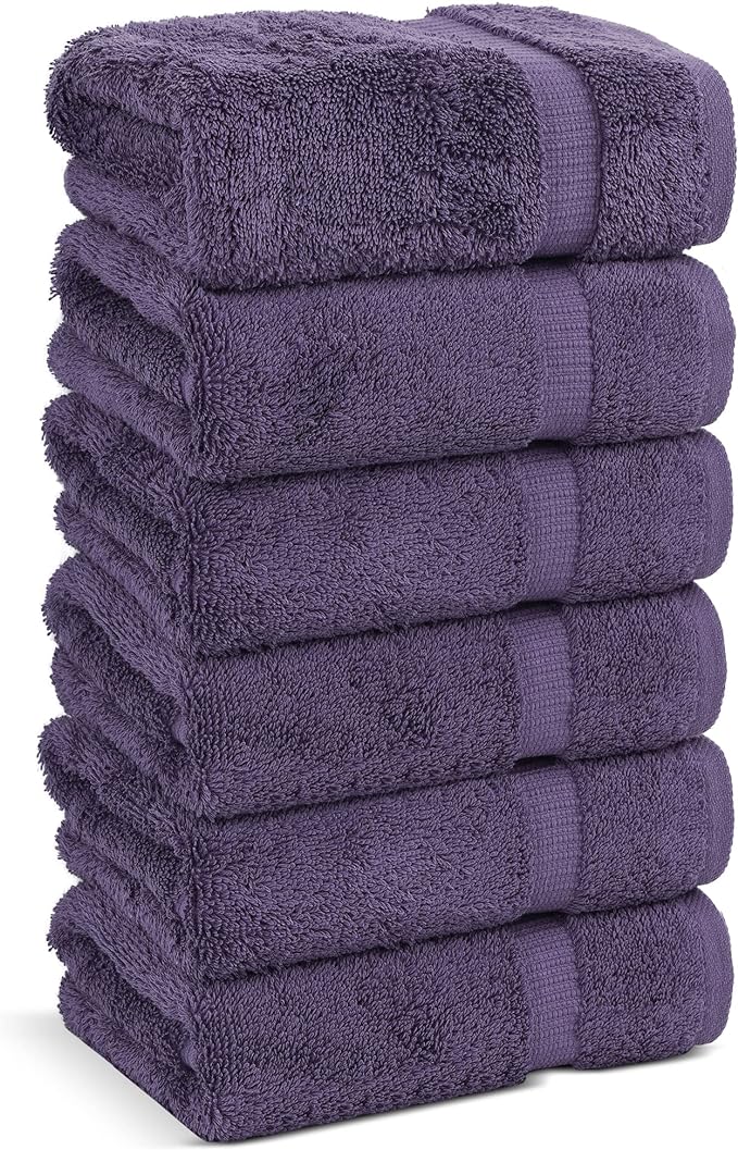 Chakir Turkish Linens | Hotel & Spa Quality 100% Cotton Premium Turkish Towels | Soft & Absorbent (6-Piece Hand Towels, Plum)