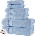 NOVA Luxury Linen - Hotel Quality Turkish Towel Set for Bathroom (6 Pcs Towel Set, Sky Blue)