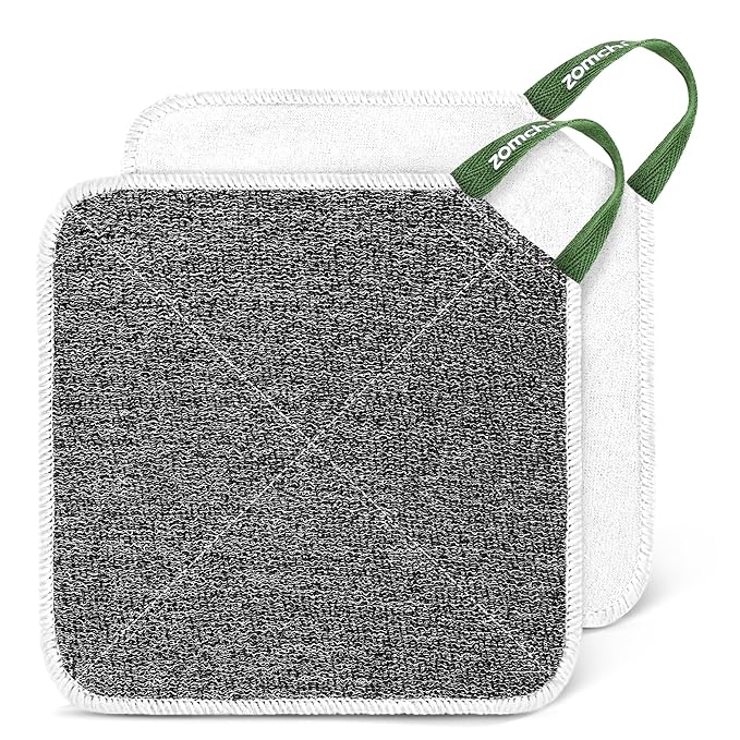 ZOMCHI 2 Count Washcloth, Exfoliating Washcloth for Dead Skin Removal, Dual Sided Exfoliating Washcloths (Deep and Soft)