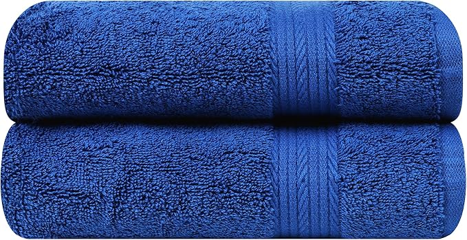 Ample Decor Hand Towel for Bathroom 18 X 28 Inch 600 GSM 100% Cotton, Soft Absorbent - Set of 2, Navy Blue