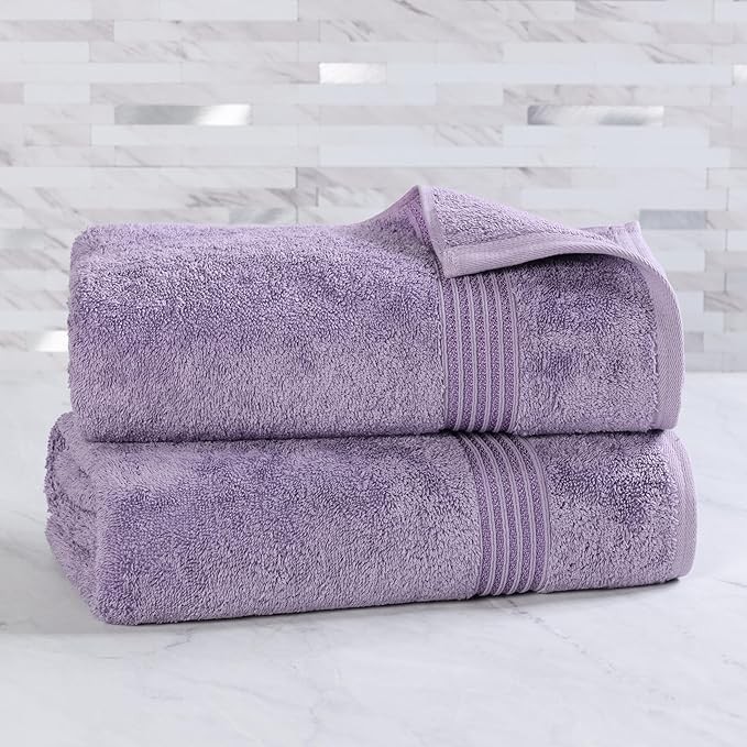 Superior Egyptian Cotton 2-Piece Bath Sheet Towel Set, Oversized Body Towels For Adults And Kids, Large Towel For Bath, Shower, Guest Bathroom, Spa, Gym, Resort, Essentials, Airbnb, Royal Purple