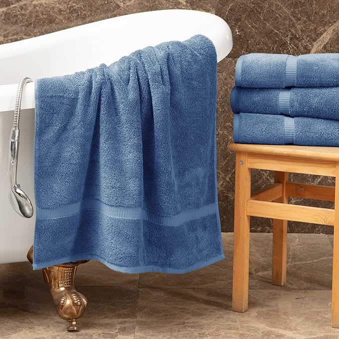 Towel Bazaar Premium Cotton Super Soft and Absorbent Turkish Towels (8-Piece Towel Set, Wedgewood)