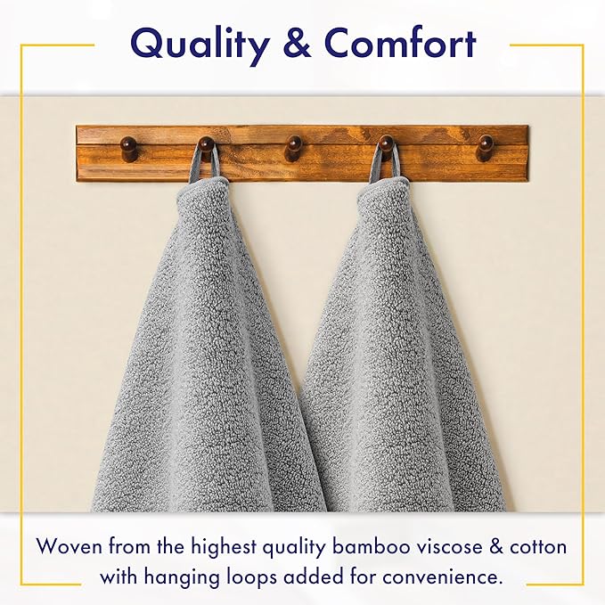 Ultra Soft & Plush Viscose from Bamboo Bath Towels - 700 GSM Luxury Bath Towels - 6 Piece Set - Super Absorbent & Quick Drying (Pewter Grey)