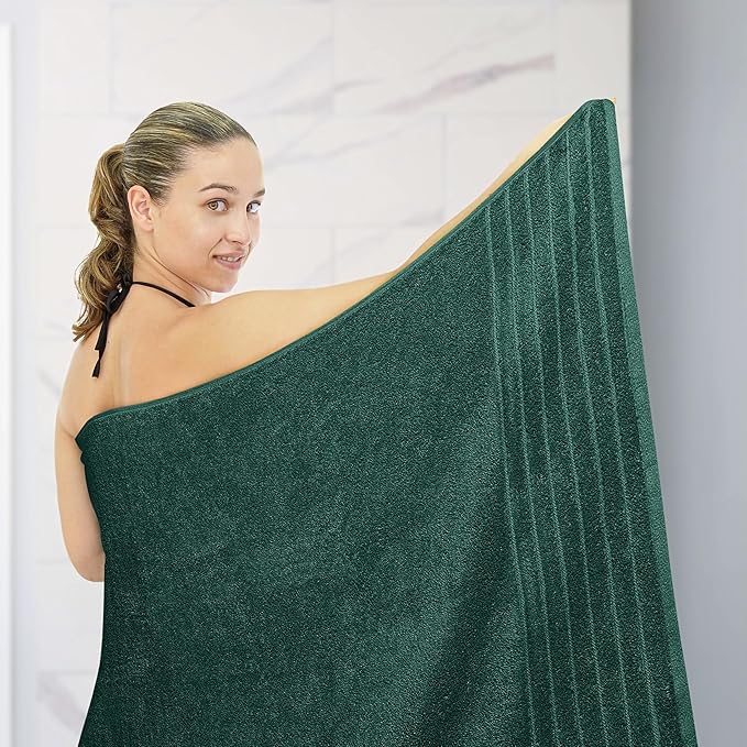 Tens Towels Pack of 1 Jumbo Bath Sheet 40 x 80 Inches, Extra Large & Light Weight, Quicker to Dry, 100% Cotton, Super Soft & Absorbent, Perfect to Wrap Yourself in, Hunter Green