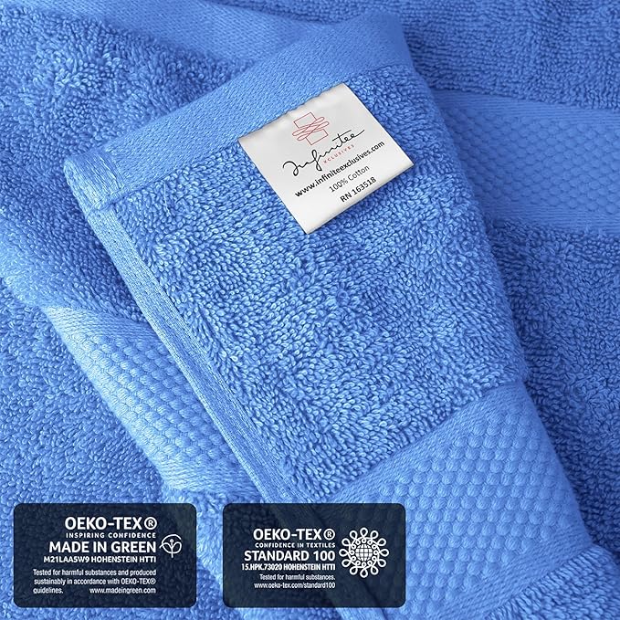 Infinitee Xclusives– Luxury Bath Sheets Towels – 2 Pack 600 GSM (35X70 Inches)– 100% Ring Spun Cotton Large Bath Towels for Bathroom (Eloquent Blue, Bath Sheet Pack of 2)