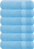 GLAMBURG Ultra Soft 6-Piece Hand Towel Set 16x28-100% Ringspun Cotton - Durable & Highly Absorbent Hand Towels - Ideal for use in Bathroom, Kitchen, Gym, Spa & General Cleaning - Sky Blue