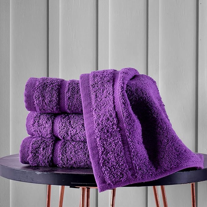 Hawmam Linen Luxury Cotton Washcloths 13x13 Inch - Large Hotel Spa Bathroom Face Towel | 12 Pack | Purple
