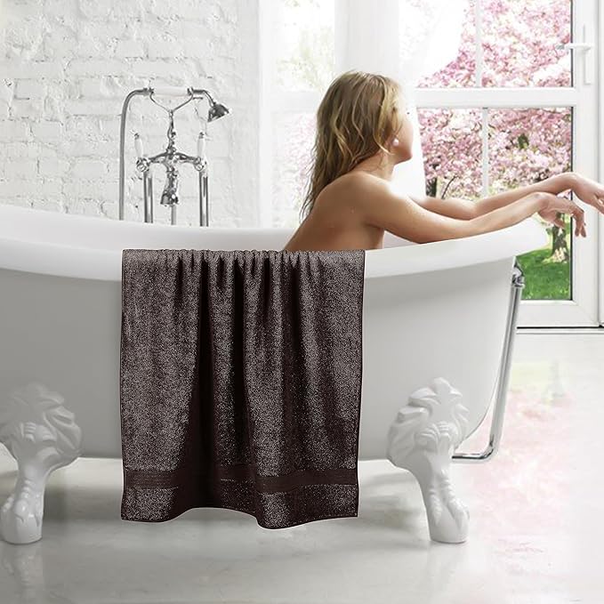 GLAMBURG 700 GSM Premium 2-Pack Oversized Extra Large Bath Sheet Set - 100% Combed Cotton - 2 Bath Sheet 35x70 - Luxury Hotel & Spa Quality - Durable Ultra Soft Highly Absorbent - Chocolate Brown