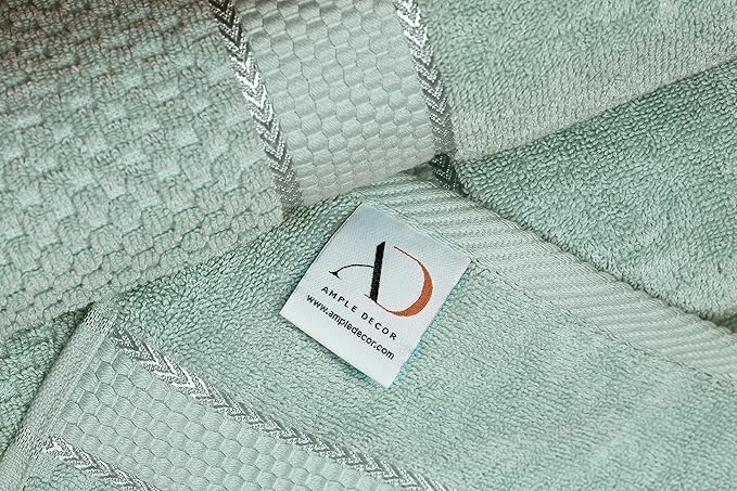 Ample Decor Bathroom Towel Set of 6-2 Bath Towel, 2 Hand Towel, 2 Wash Cloths - Ideal for Gifting, Hotel, Gym, Spa - Mint Green