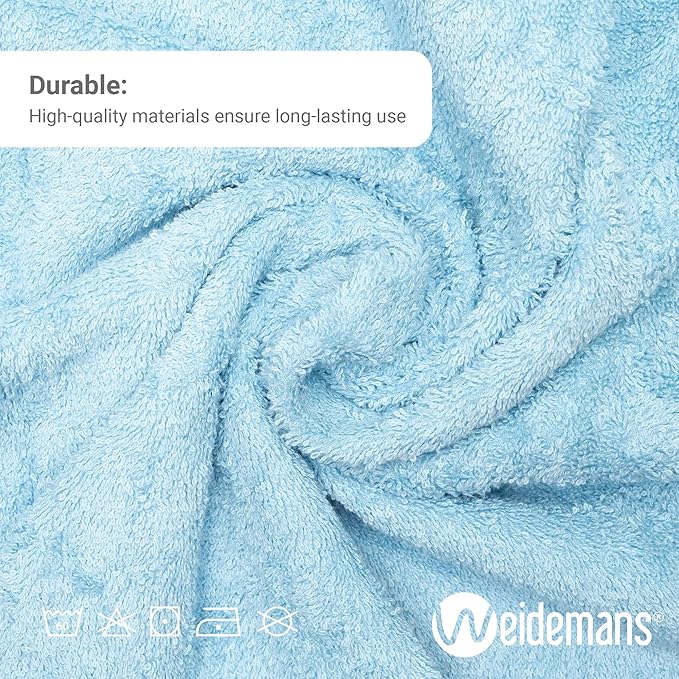 100% Cotton Washcloths Set 13” x 13” | Sky Blue Towels | Set of 6 Ultra Soft and Highly Absorbent Washcloths Sets for Bathroom, Gym, Spa | Machine Washable Face Towel