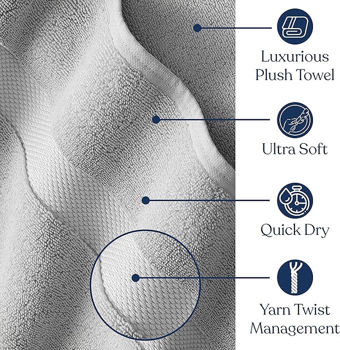 Delara Organic Cotton Luxuriously Plush Bath Sheet Pack of 4 | GOTS & OEKO-TEX Certified | Premium Hotel Quality Towels | Feather Touch Technology|650 GSM Long Staple|Soft, Quick Dry & Ultra-Absorbent