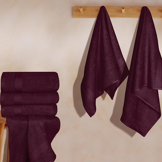 GLAMBURG Ultra Soft 6-Piece Hand Towel Set 16x28-100% Ringspun Cotton - Durable & Highly Absorbent Hand Towels - Ideal for use in Bathroom, Kitchen, Gym, Spa & General Cleaning - Burgundy
