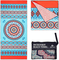 Elite Trend Microfiber Beach Towel for Adults with Bag - Extra Large 78x35 Inch Lightweight Sand Free Quick Dry Towel for Travel, Swimming, Yoga, Camping (Mandala Coral)