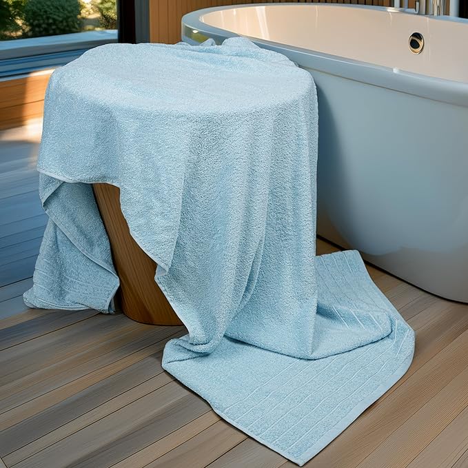Tens Towels Pack of 1 Jumbo Bath Sheet 40 x 80 Inches, Extra Large & Light Weight, Quicker to Dry, 100% Cotton, Super Soft & Absorbent, Perfect to Wrap Yourself in, Sky Blue
