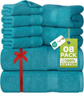 Utopia Towels 8 Piece Luxury Towel Set – Majestic Plush, Super Absorbent & Quicker-to-Dry, Thick 100% Ring Spun Cotton Towels for Bathroom, Spa & Hotel – 2 Bath, 2 Hand, 4 Washcloths,Teal