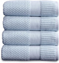 NY Loft 100% Cotton Bath Towel 4 Pack | Super Soft & Absorbent Quick-Dry Bath Towels 30" x 52" |Textured and Durable Cotton | Trinity Collection (4 Pack Bath Towel, Chambray Blue)