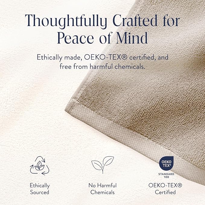 Brooklinen Super-Plush Turkish Cotton Washcloths - Set of 2 - Cotton, 820 GSM, Highly Absorbent, Machine Washable, Perfect for Home & Bathroom (13" x 13", Driftwood)