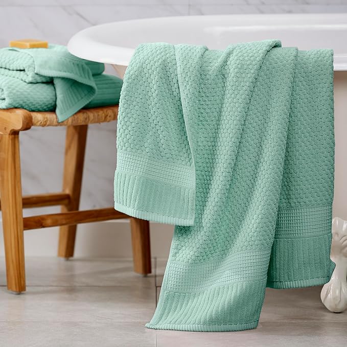 NY Loft 100% Cotton Hand Towel 6 Pack | Super Soft & Absorbent Quick-Dry Hand Towels 16" x 28" |Textured and Durable Cotton | Trinity Collection (6 Pack Hand Towel, Wasabi Green)