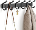 pickpiff Coat Rack Wall Mounted Heavy-Duty: Metal Coat Hanger 6 Hooks for Hanging Hat, Clothes, Robe, Keys, Backpack, Bathroom Towels, Jacket, Purse - Closet, Door, Entryway, Mudroom (Black, 1 Pack)