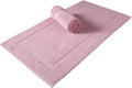 SALBAKOS 100% Turkish Cotton Bath Mat Set 2-Piece - 20x34 inch, Premium Quality Hotel & Spa Collection, Soft, Absorbent, Long Lasting, Durable Bathroom Rugs | Made in Turkey (Rose, 2 Bath Mats)