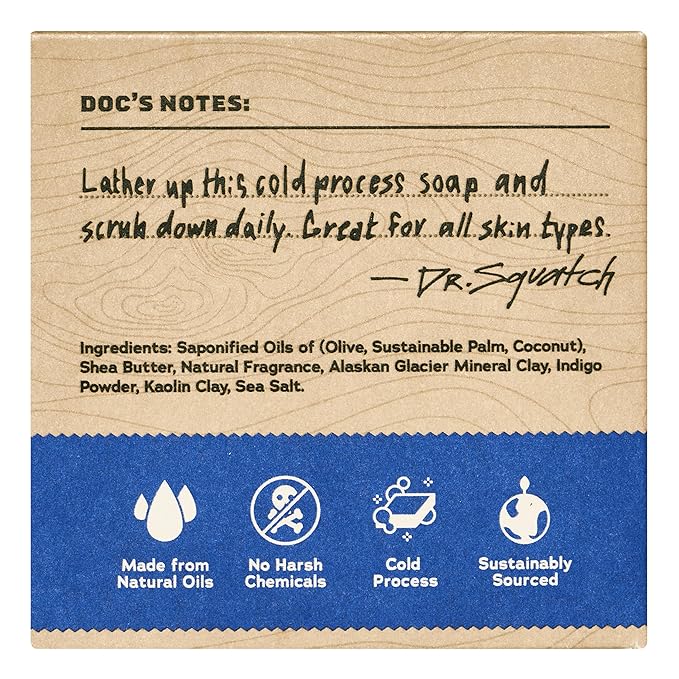 Dr. Squatch Natural Bar Soap for Men - Cold Process Soap with No Harsh Chemicals - Fresh Falls (5 oz, 3-Pack)