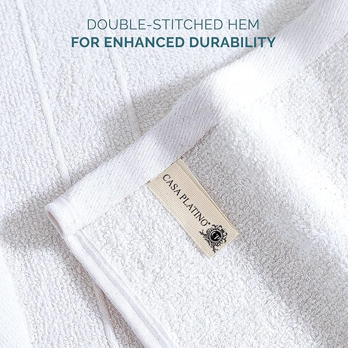Casa Platino 100% Cotton Washcloths 6 Pack - Spa & Salon Quality Face Towels - Ring Spun, Soft & Absorbent Wash Cloth Rags for Body, Beauty, Home, Gym - Fingertip Towels - 13"x13", White Washcloths