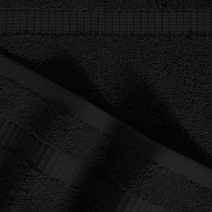 SALBAKOS 100% Turkish Cotton Washcloth Set of 12 13x13 inch | Heirloom Quality | Hotel & Spa Collection | Ultra Soft, Super Absorbent, Wash Cloth Towels | Made in Turkey (Black 12 Pcs Washcloth)