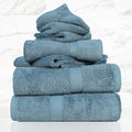 Superior Egyptian Cotton Pile 6 Piece Towel Set, Includes 2 Bath, 2 Hand, 2 Face Towels/Washcloths, Ultra Soft Luxury Towels, Thick Plush Essentials, Guest Bath, Spa, Hotel Bathroom, Denim Blue