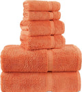 Chakir Turkish Linens 100% Cotton Premium Turkish Towels for Bathroom, 2 Large Bath Towels, 2 Hand Towels, 2 Washcloths (6-Piece Towel Set, Coral)