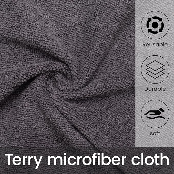 Greenfound Microfiber Cleaning Cloth Roll -80 Pack, 11.5x11.5, Tear Away Towels, Reusable and Washable Rags, Grey