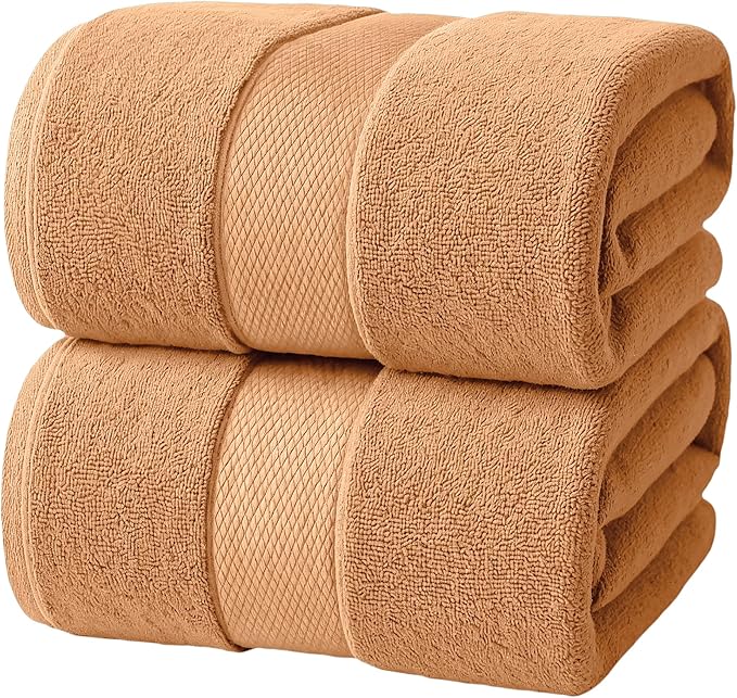 Infinitee Xclusives– Luxury Bath Sheets Towels – 2 Pack 600 GSM (35X70 Inches)– 100% Ring Spun Cotton Large Bath Towels for Bathroom (Cosmic Sand, Bath Sheet Pack of 2)